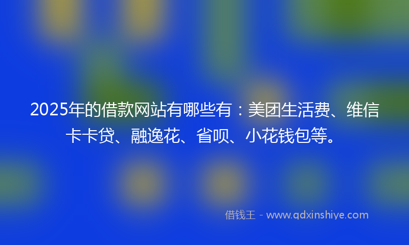 2025年的借款网站有哪些有：美团生活费、维信卡卡贷、融逸花、省呗、小花钱包等。