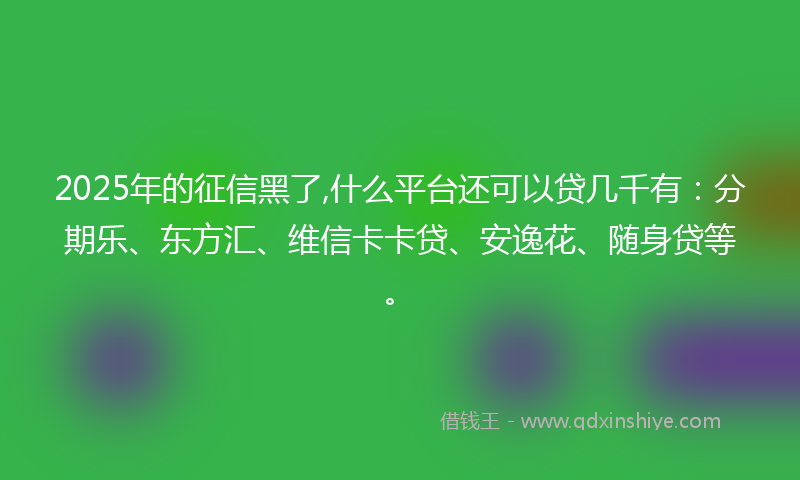 2025年的征信黑了,什么平台还可以贷几千有：分期乐、东方汇、维信卡卡贷、安逸花、随身贷等。