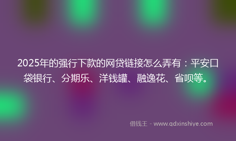 2025年的强行下款的网贷链接怎么弄有：平安口袋银行、分期乐、洋钱罐、融逸花、省呗等。