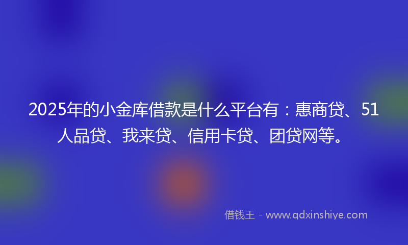 2025年的小金库借款是什么平台有：惠商贷、51人品贷、我来贷、信用卡贷、团贷网等。