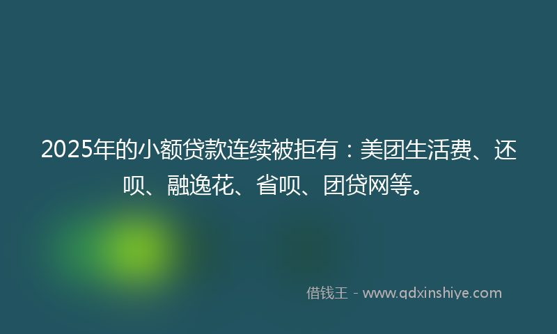2025年的小额贷款连续被拒有：美团生活费、还呗、融逸花、省呗、团贷网等。