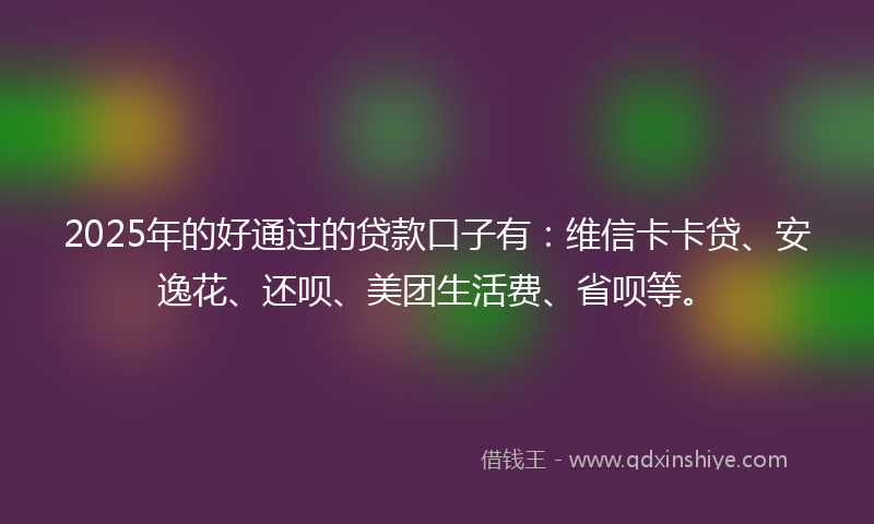 2025年的好通过的贷款口子有：维信卡卡贷、安逸花、还呗、美团生活费、省呗等。
