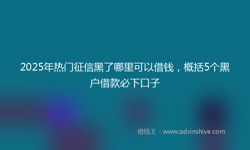 2025年热门征信黑了哪里可以借钱，概括5个黑户借款必下口子