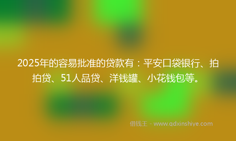 2025年的容易批准的贷款有：平安口袋银行、拍拍贷、51人品贷、洋钱罐、小花钱包等。