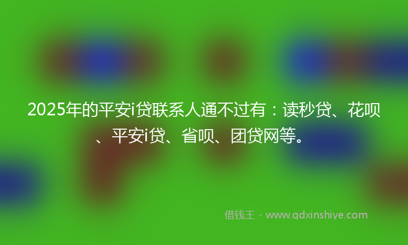 2025年的平安i贷联系人通不过有：读秒贷、花呗、平安i贷、省呗、团贷网等。