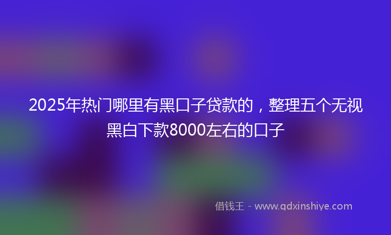 2025年热门哪里有黑口子贷款的，整理五个无视黑白下款8000左右的口子