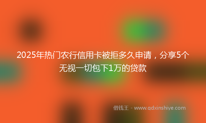 2025年热门农行信用卡被拒多久申请，分享5个无视一切包下1万的贷款