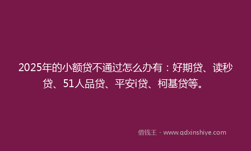 2025年的小额贷不通过怎么办有：好期贷、读秒贷、51人品贷、平安i贷、柯基贷等。