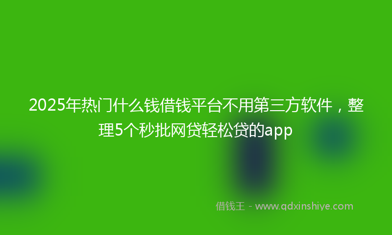 2025年热门什么钱借钱平台不用第三方软件，整理5个秒批网贷轻松贷的app