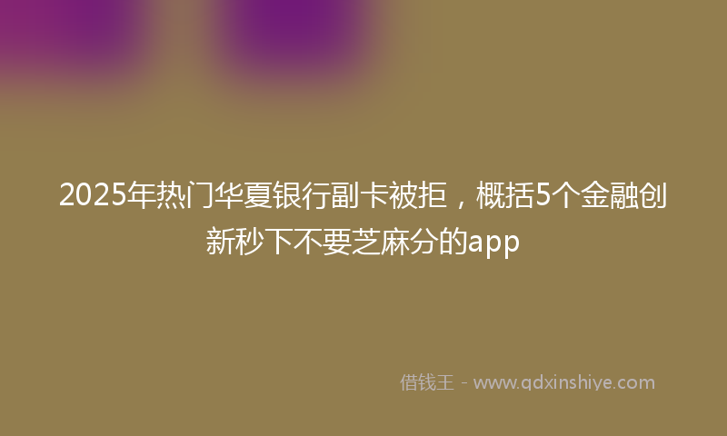 2025年热门华夏银行副卡被拒，概括5个金融创新秒下不要芝麻分的app