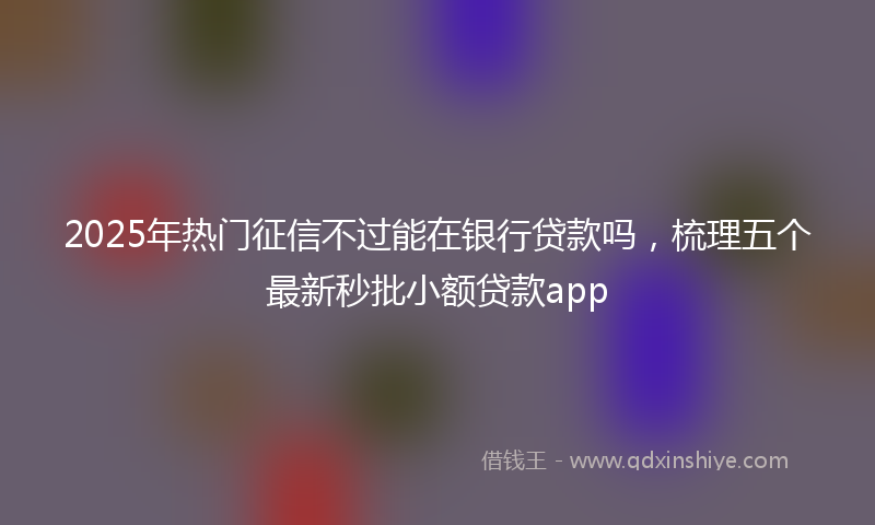 2025年热门征信不过能在银行贷款吗，梳理五个最新秒批小额贷款app