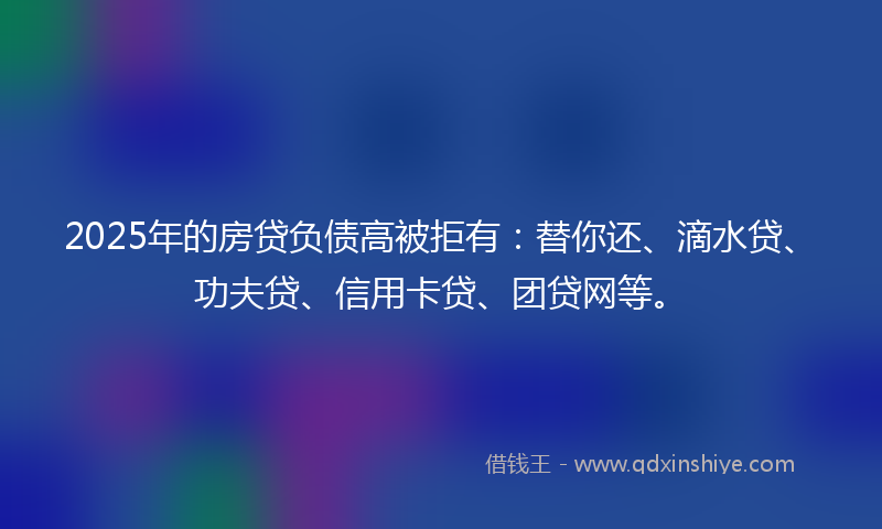 2025年的房贷负债高被拒有：替你还、滴水贷、功夫贷、信用卡贷、团贷网等。