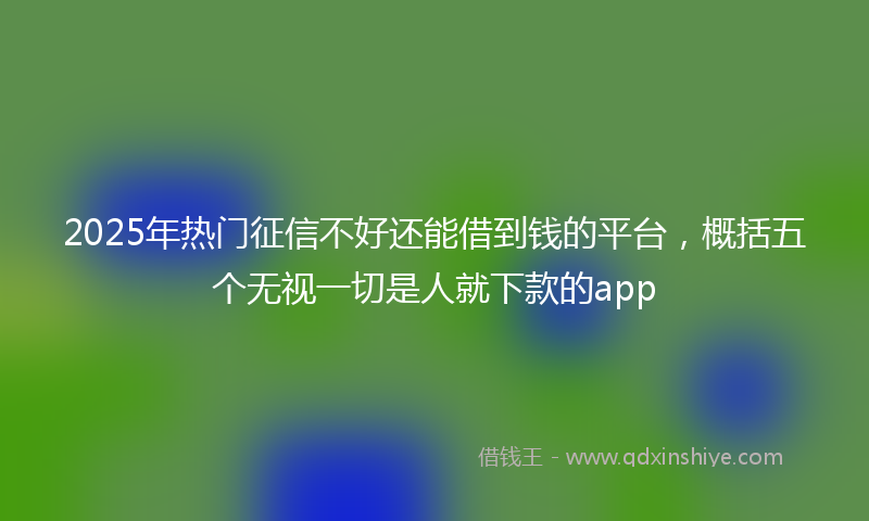 2025年热门征信不好还能借到钱的平台，概括五个无视一切是人就下款的app