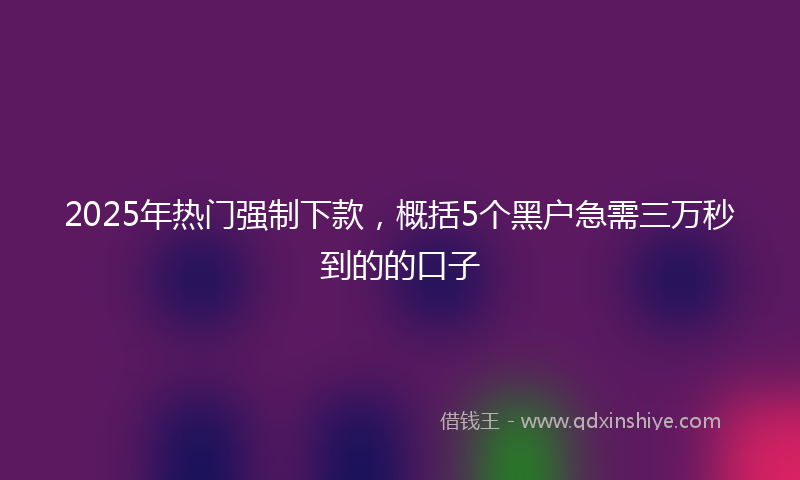 2025年热门强制下款，概括5个黑户急需三万秒到的的口子