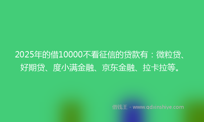 2025年的借10000不看征信的贷款有：微粒贷、好期贷、度小满金融、京东金融、拉卡拉等。
