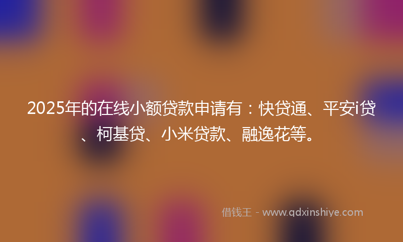 2025年的在线小额贷款申请有：快贷通、平安i贷、柯基贷、小米贷款、融逸花等。