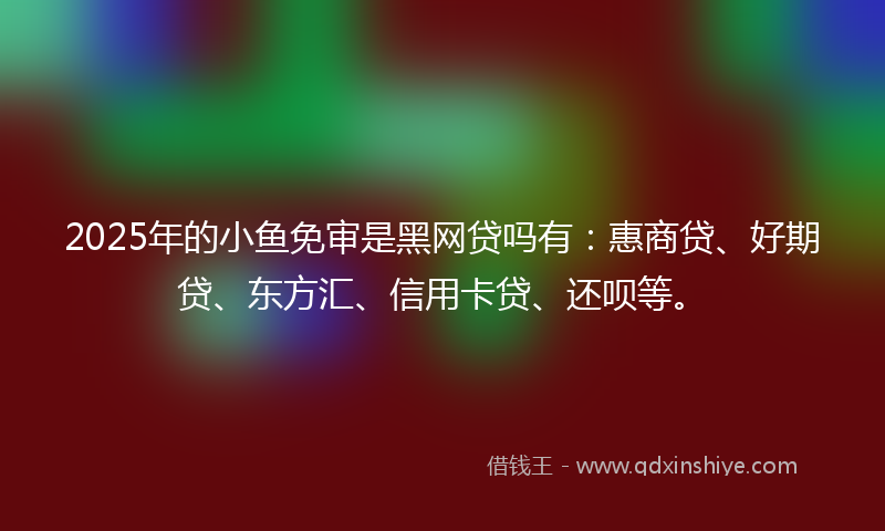 2025年的小鱼免审是黑网贷吗有：惠商贷、好期贷、东方汇、信用卡贷、还呗等。