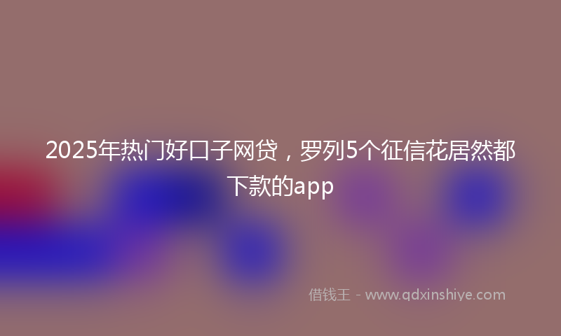 2025年热门好口子网贷，罗列5个征信花居然都下款的app