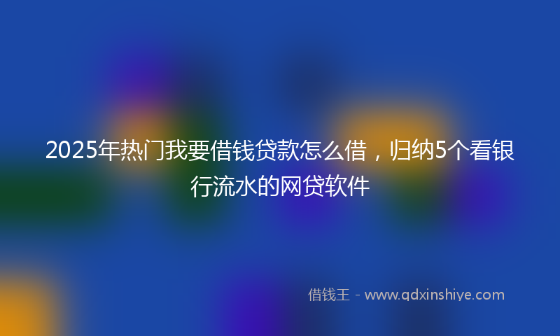 2025年热门我要借钱贷款怎么借，归纳5个看银行流水的网贷软件