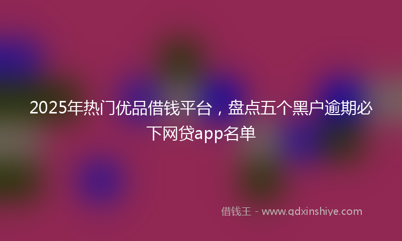 2025年热门优品借钱平台，盘点五个黑户逾期必下网贷app名单