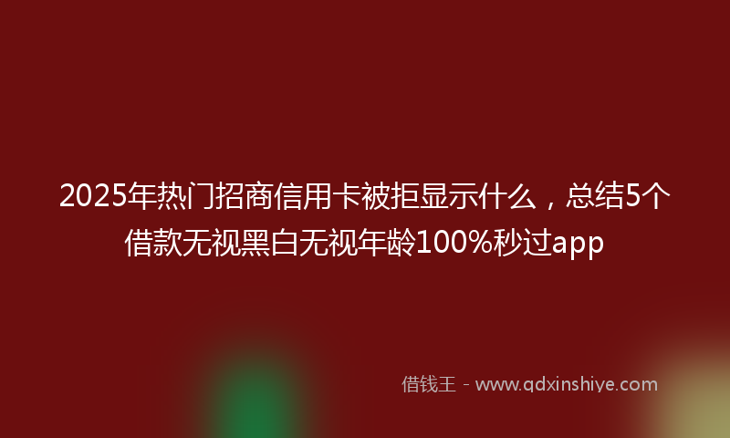 2025年热门招商信用卡被拒显示什么，总结5个借款无视黑白无视年龄100%秒过app