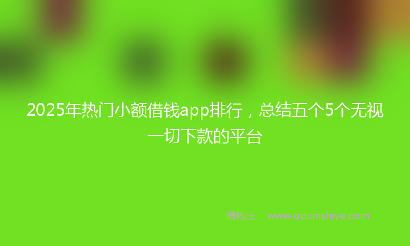 2025年热门小额借钱app排行，总结五个5个无视一切下款的平台