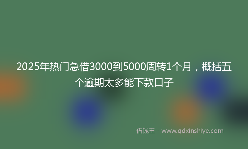 2025年热门急借3000到5000周转1个月，概括五个逾期太多能下款口子