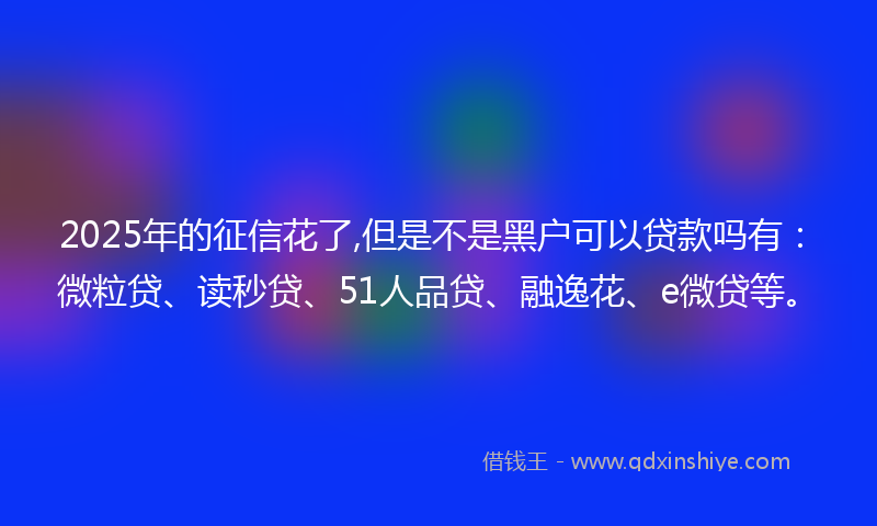 2025年的征信花了,但是不是黑户可以贷款吗有：微粒贷、读秒贷、51人品贷、融逸花、e微贷等。