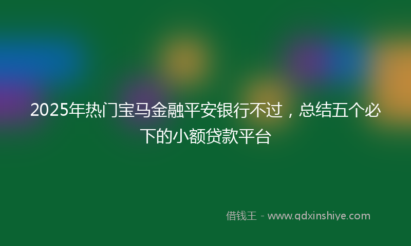 2025年热门宝马金融平安银行不过，总结五个必下的小额贷款平台
