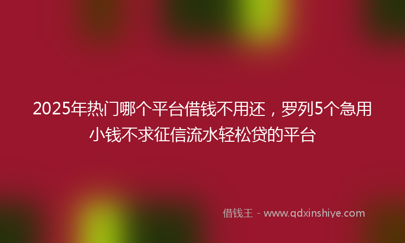 2025年热门哪个平台借钱不用还，罗列5个急用小钱不求征信流水轻松贷的平台