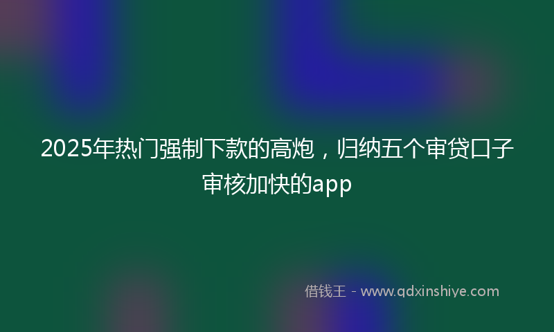 2025年热门强制下款的高炮，归纳五个审贷口子审核加快的app