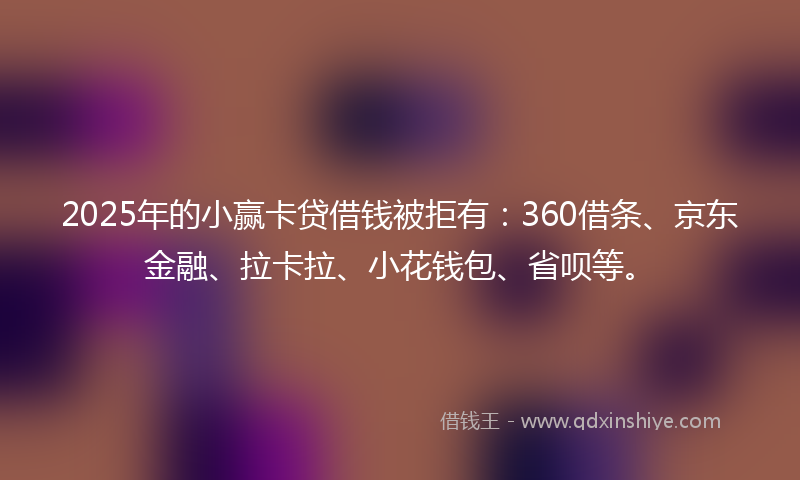2025年的小赢卡贷借钱被拒有：360借条、京东金融、拉卡拉、小花钱包、省呗等。