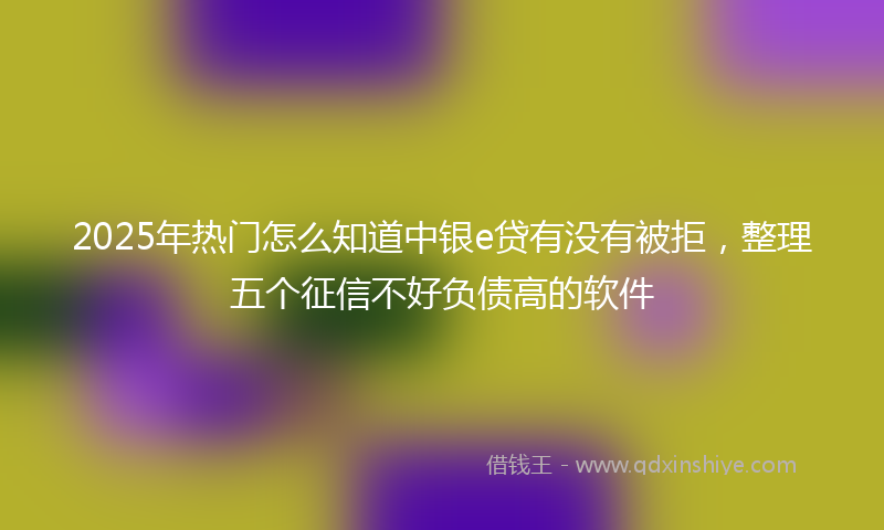 2025年热门怎么知道中银e贷有没有被拒，整理五个征信不好负债高的软件