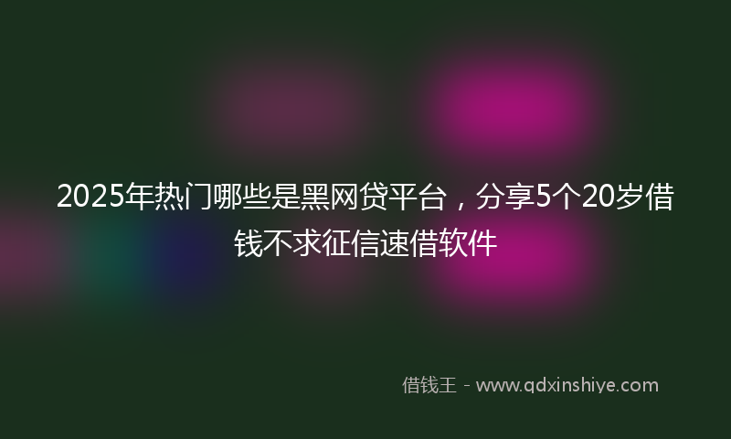 2025年热门哪些是黑网贷平台，分享5个20岁借钱不求征信速借软件