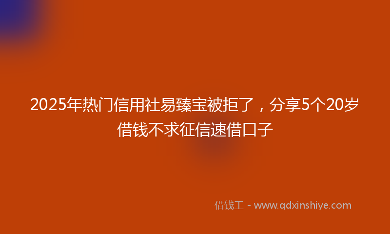 2025年热门信用社易臻宝被拒了，分享5个20岁借钱不求征信速借口子