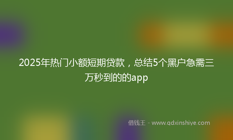 2025年热门小额短期贷款，总结5个黑户急需三万秒到的的app