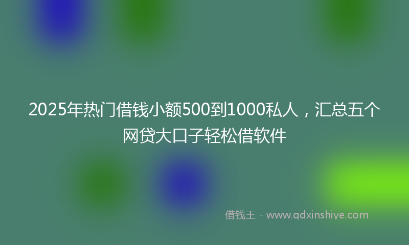 2025年热门借钱小额500到1000私人，汇总五个网贷大口子轻松借软件