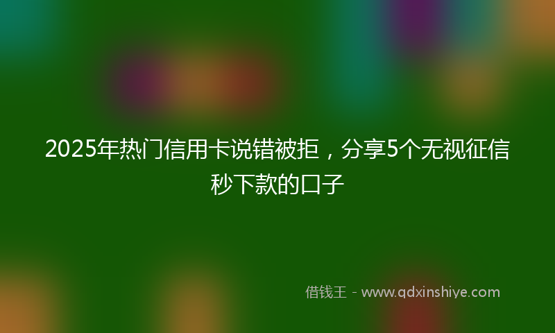 2025年热门信用卡说错被拒，分享5个无视征信秒下款的口子
