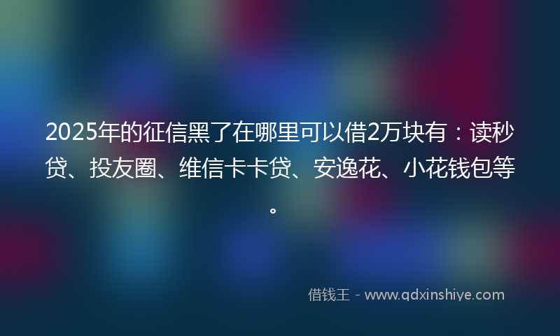 2025年的征信黑了在哪里可以借2万块有：读秒贷、投友圈、维信卡卡贷、安逸花、小花钱包等。