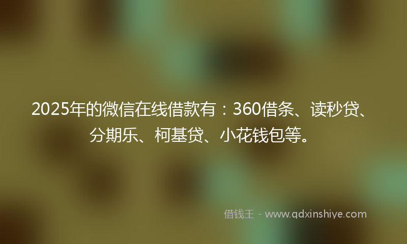 2025年的微信在线借款有：360借条、读秒贷、分期乐、柯基贷、小花钱包等。