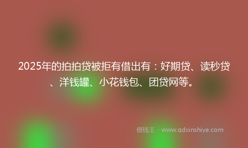 2025年的拍拍贷被拒有借出有：好期贷、读秒贷、洋钱罐、小花钱包、团贷网等。