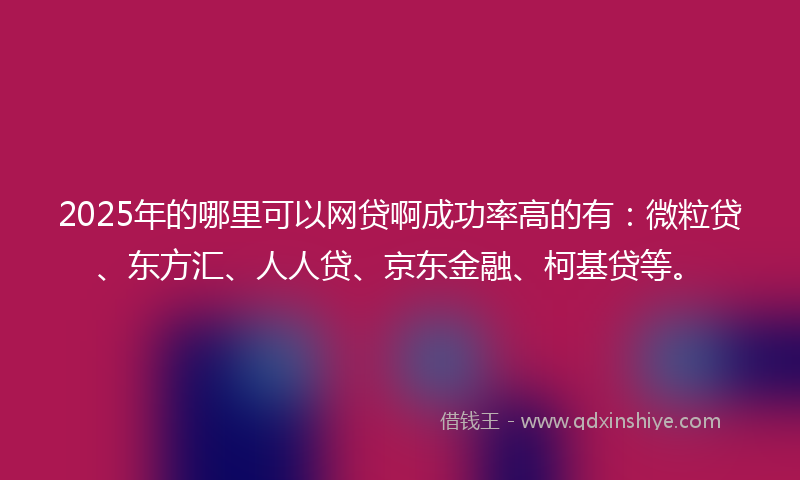 2025年的哪里可以网贷啊成功率高的有：微粒贷、东方汇、人人贷、京东金融、柯基贷等。