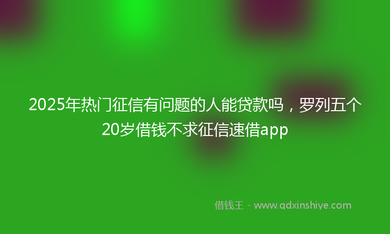 2025年热门征信有问题的人能贷款吗，罗列五个20岁借钱不求征信速借app