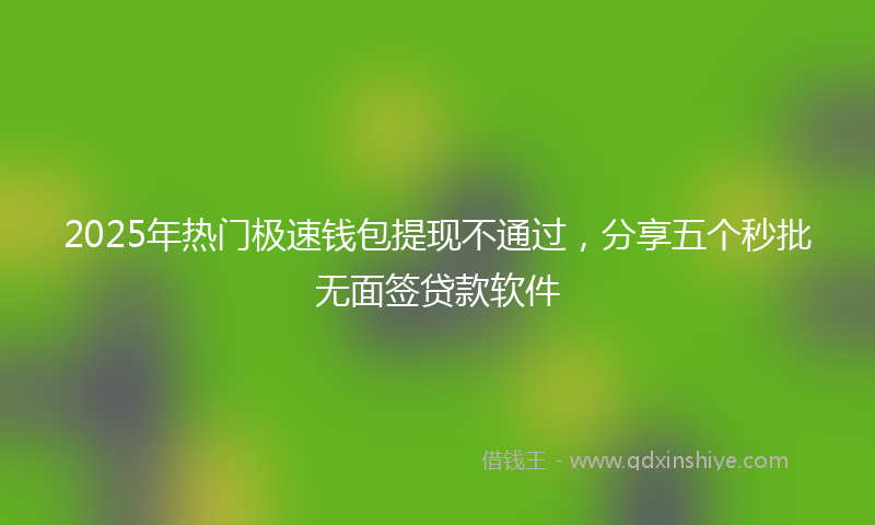 2025年热门极速钱包提现不通过，分享五个秒批无面签贷款软件