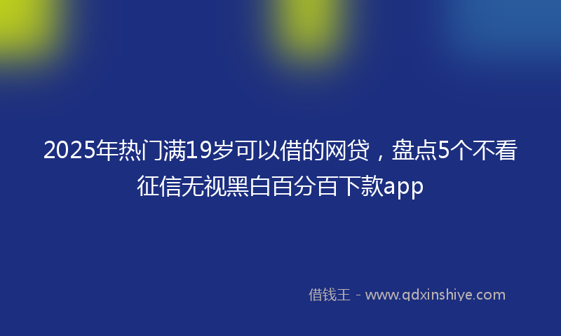 2025年热门满19岁可以借的网贷，盘点5个不看征信无视黑白百分百下款app