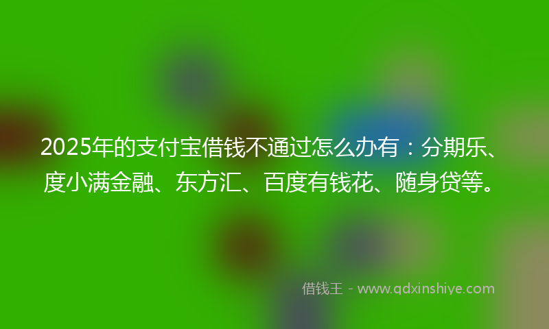 2025年的支付宝借钱不通过怎么办有：分期乐、度小满金融、东方汇、百度有钱花、随身贷等。