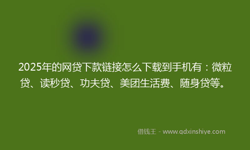2025年的网贷下款链接怎么下载到手机有：微粒贷、读秒贷、功夫贷、美团生活费、随身贷等。