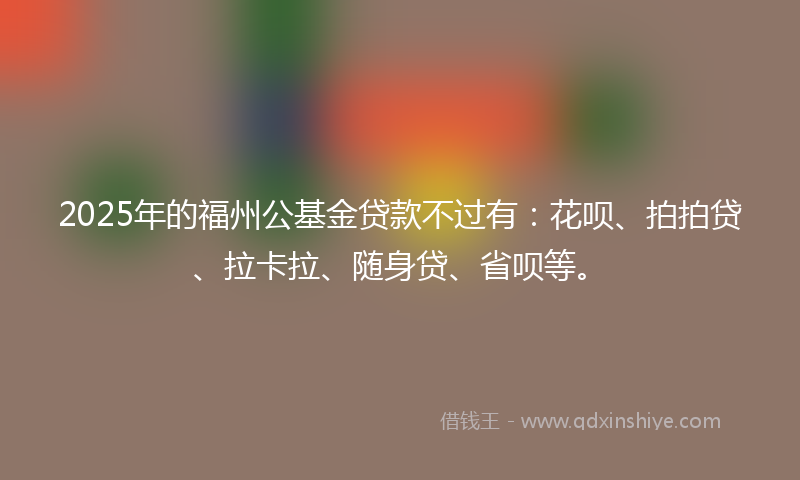 2025年的福州公基金贷款不过有：花呗、拍拍贷、拉卡拉、随身贷、省呗等。