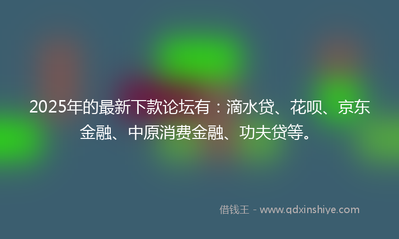 2025年的最新下款论坛有：滴水贷、花呗、京东金融、中原消费金融、功夫贷等。