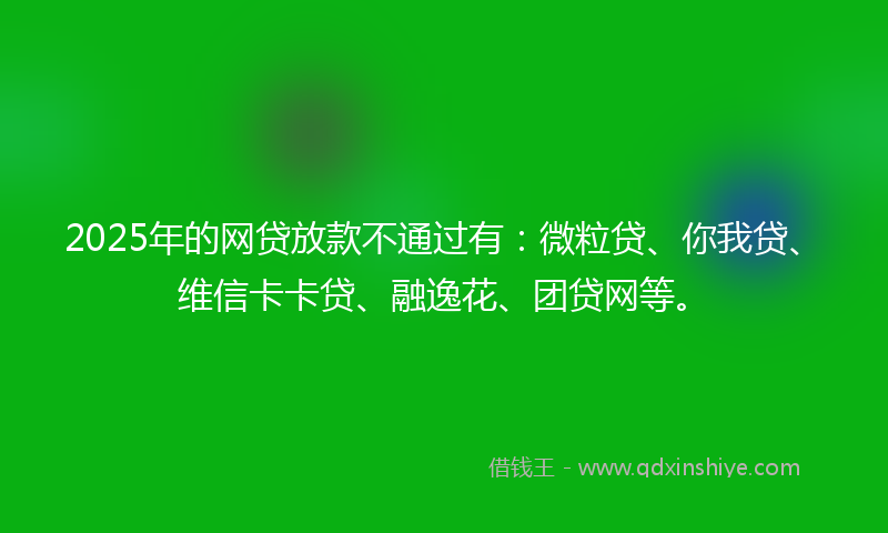 2025年的网贷放款不通过有：微粒贷、你我贷、维信卡卡贷、融逸花、团贷网等。